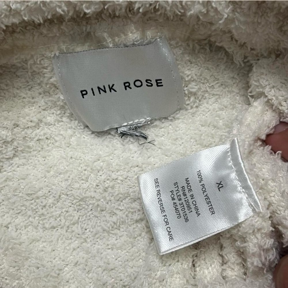 Pink Rose Cozy Cream Cowl Neck Sweater size Xlarge - Picture 5 of 7